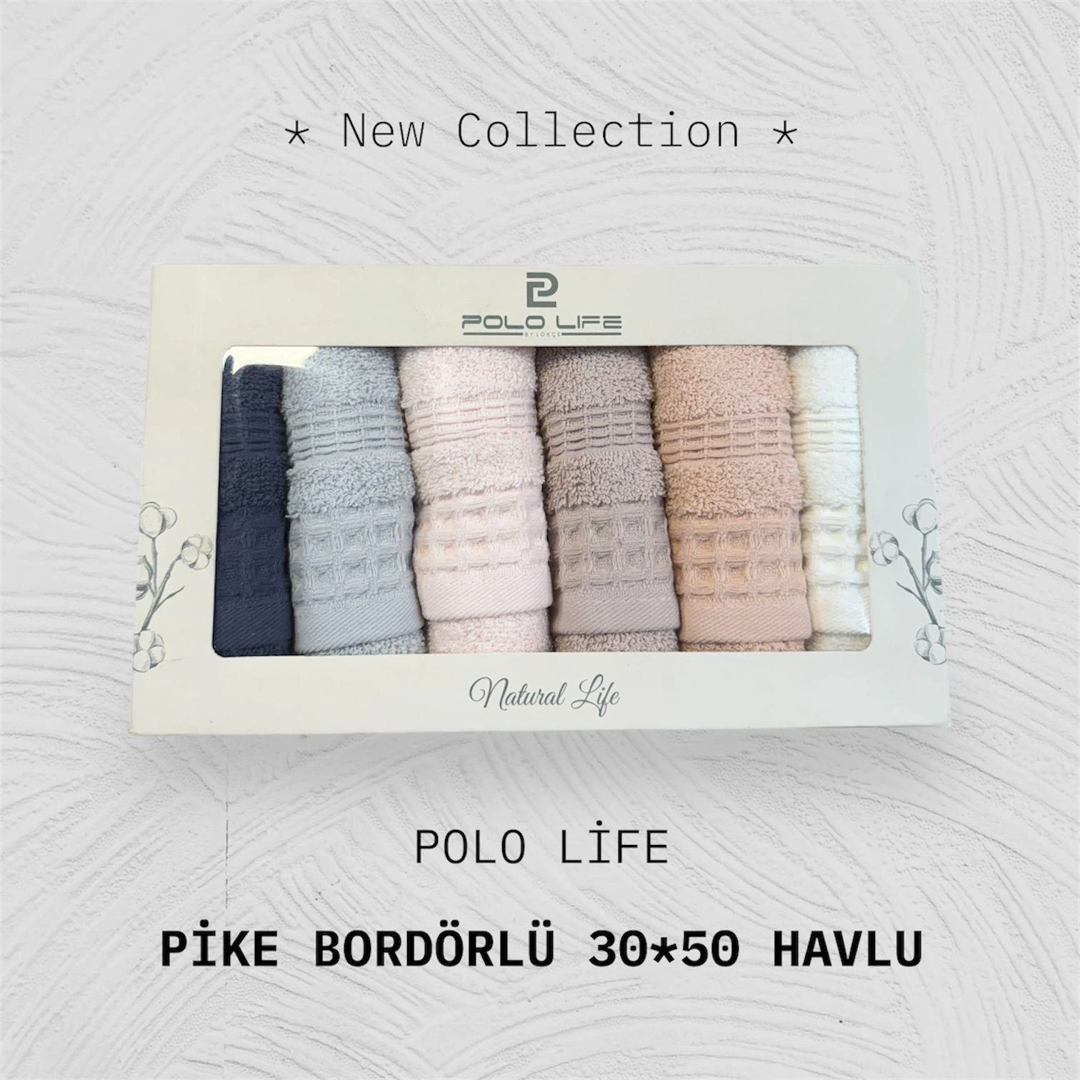 POLOLİFE 30*50 6 LI PİKE BORDÖRLÜ MUTFAK HAVLUSU