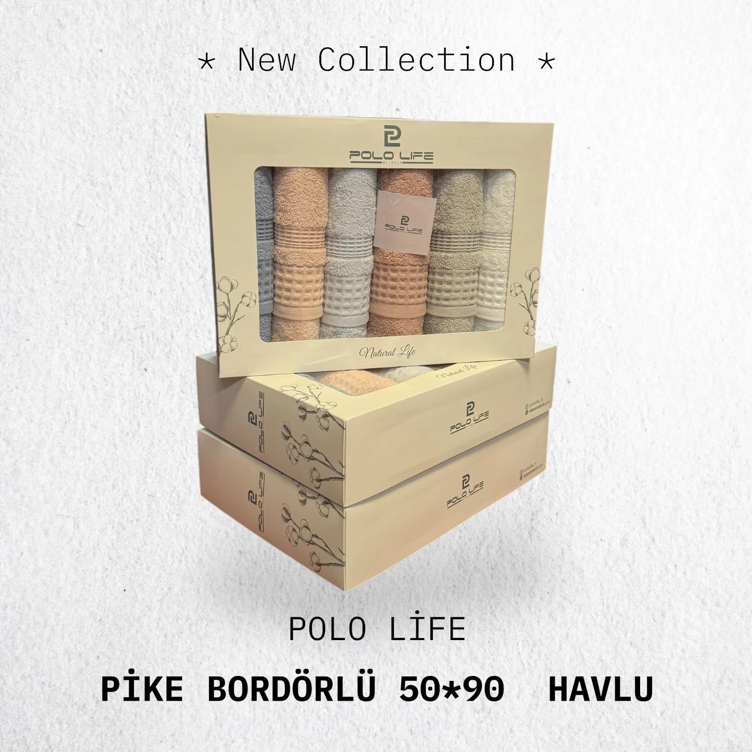 POLOLİFE 50*90 6 LI PİKE BORDÖRLÜ HAVLU